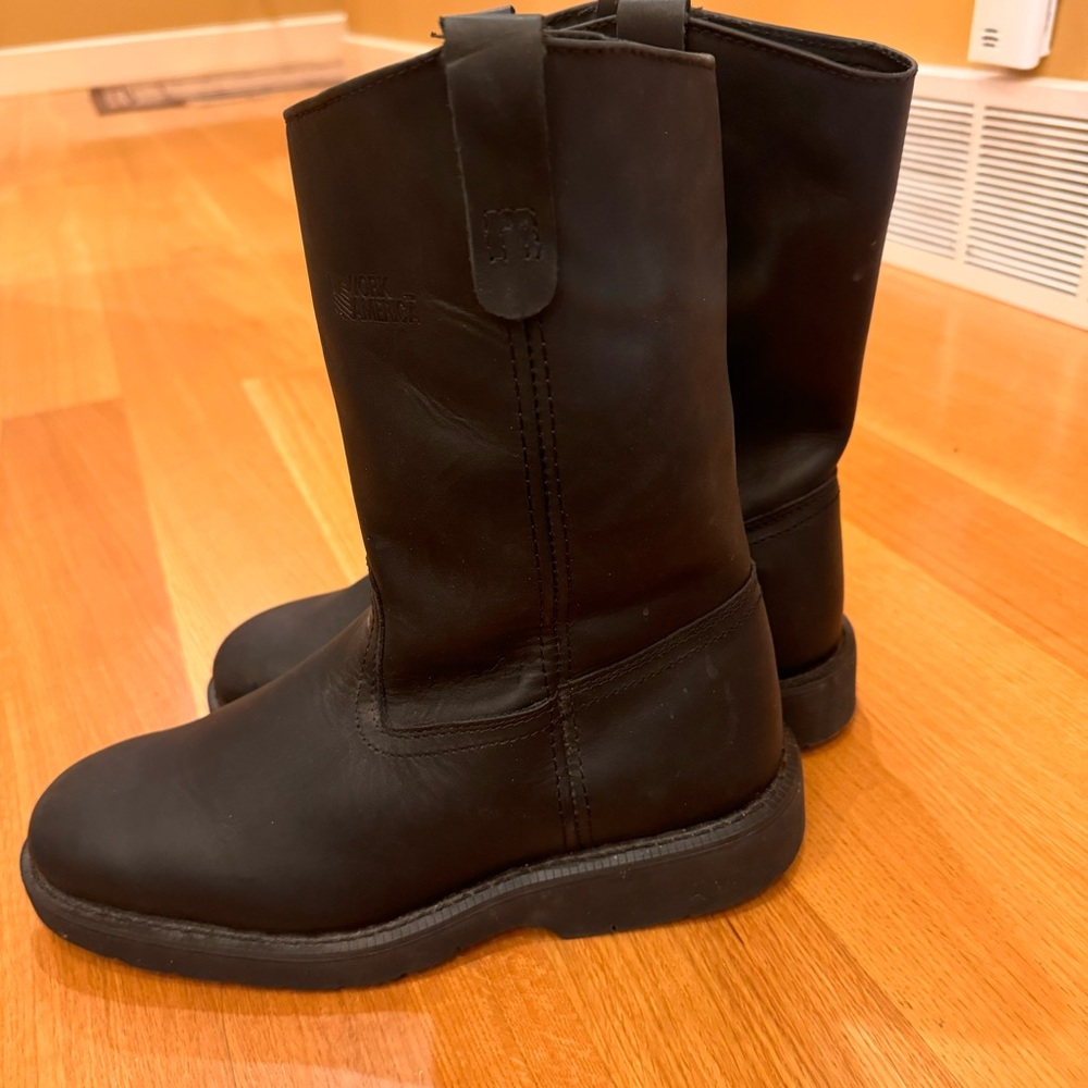 Men's Work America Responder Black Leather Boots Size 10E oil resistant non mark